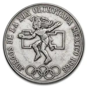 1968 Mexico Silver 25 Pesos Olympics Avg Circ (2)