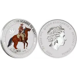 2021 Tuvalu John Wayne Colorized 1oz .9999 Silver Coin (2)