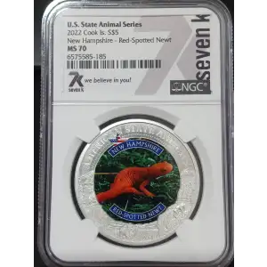 2022 Cook Islands Silver Coin NGC MS-70 New Hampshire - Red-Spotted Newt (2)
