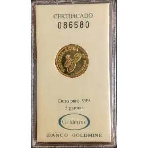 5 Gram Gold Commemorative Round issued by Banco do Brasil / Goldmine (2)