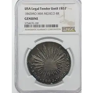 USA Legal Tender Until 1857: 1843-MO MM Mexico 8R NGC Genuine