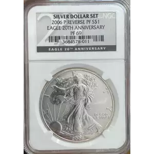 2006 P American Silver Eagle NGC PF69 Reverse PF 20th Anniversary