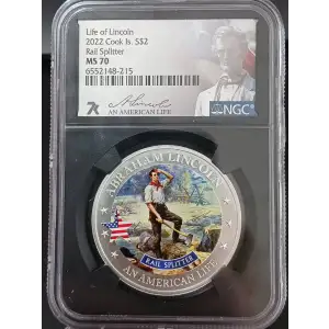 2022 Cook Islands 1/2 oz Silver MS70 NGC Life of Lincoln- Rail Splitter  (2)