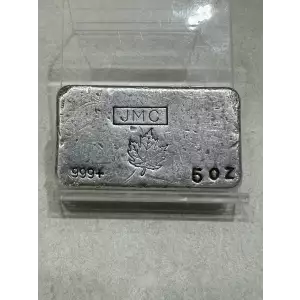5 oz JMC Maple Leaf Johnson Matthey Canada Poured Vintage Silver Bar (Larger OZ - 50 Mintage) (2)