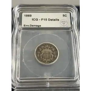 1869 Shield Nickel ICG F15 Details Env. Damage IDC Verified (2)