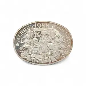 3ozt 1988 Merry Christmas, Silver Art Round  | N.A.M