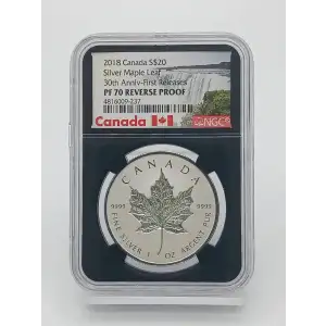 2018 Canada S$20 Silver Maple Leaf NGC PF70 Reverse Proof 30th Anniv-FR