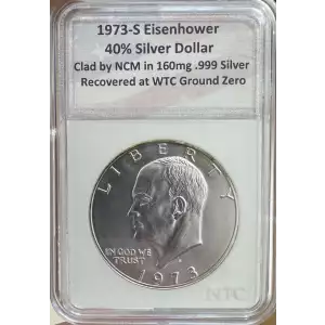 1973-S 40% Eisenhower Silver Dollar Recovered from WTC Ground Zero Certified