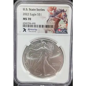 2021 Silver Eagle NGC MS-70 Eagle Landing T-2 Kentucky U.S. State Series (2)