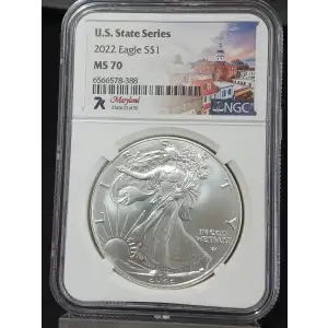 2022 Silver Eagle NGC MS-70 Eagle Landing T-2 Maryland U.S. State Series (2)
