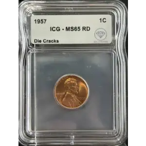 1957 Lincoln Wheat Cent ICG MS65 Die Crack Red IDC Verified (6)