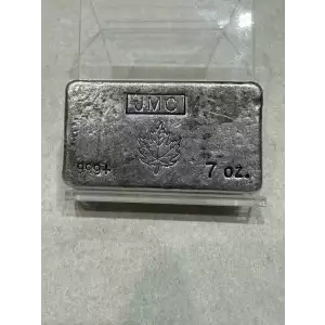 7 oz JMC Maple Leaf Johnson Matthey Canada Poured Vintage Silver Bar (Flat Top - 100 Mintage)