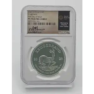 2020 South Africa Silver Krugerrand NGC PF70 UC FDOI Tumi Tsehlo Signed (CoA) (2)
