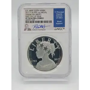 2017-P American Liberty Medal 225th Anniv. NGC PF70 UC FDOI Jeppson Signed Label (3)