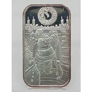 2002 Christmas Santa Hanging Stockings 1 oz Silver Bar SilverTowne (2)