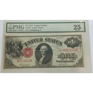 $1 1917 Small Red, scalloped Legal Tender Issues 36*