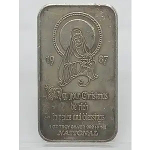 1987 Christmas Mother Mary and Child 1 oz Silver Bar National Mint VINTAGE (2)