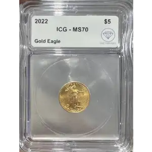 2022 $5 American Gold Eagle ICG MS70 IDC Verified