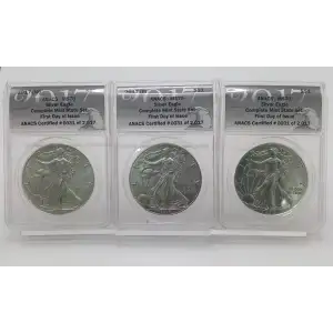 2017(W)(P)(S) American Silver Eagle ANACS MS70 FDOI Complete Mint State Set