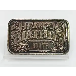 1984 Happy Birthday (KITTY) 1 oz Silver Bar VINTAGE (ENGRAVED) (2)