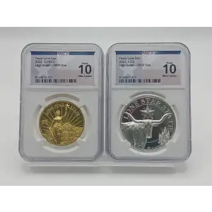 2023 Texas Lone Star 1 oz Gold, 1 oz Silver NGCX Proof 10 UC HR 2 Slab Set  (4)