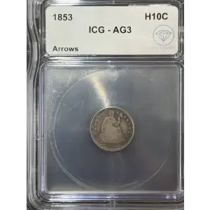 1853 Liberty Seated Half Dime ICG AG3 IDC Verified