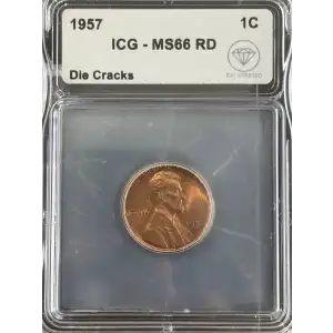 1957 Lincoln Wheat Cent ICG MS66 Red Die Chips IDC Verified (4)