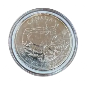 2013 1 oz Canadian Silver Pronghorn Antelope Coin (Toned)