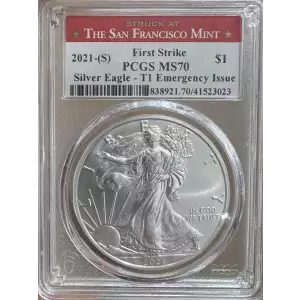 2021-(S) $1 Silver Eagle - T1 Emergency Issue Struck at San Francisco First Strike