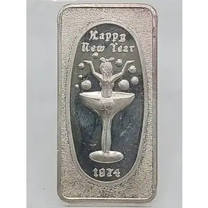 1974 Happy New Year 1 oz Silver Bar Great Lakes Mint VINTAGE (2)