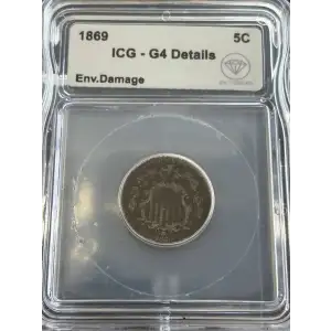 1869 Shield Nickel ICG G4 Details Env. Damage IDC Verified (2)