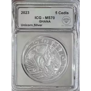 2023 Ghana Silver Unicorn ICG MS70 IDC Verified