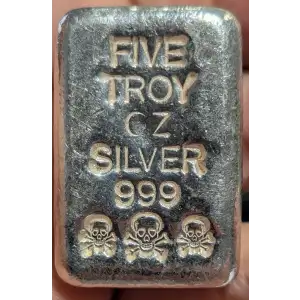 5 oz Triple Skull Silver Bar