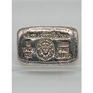 Hand Poured 1 oz Silver Bar Atlantis Mint Zodiac Series: Lion (5)