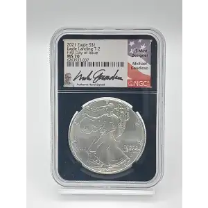 2021 American Silver Eagle NGC MS70 FDOI Gaudioso Signed (2)