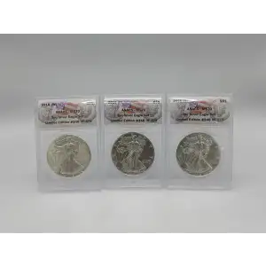 2016(W)(P)(S) American Silver Eagle ANACS MS70 3 Slab Set (3)