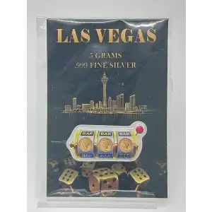 5 gram Las Vegas Slots Silver Bar (Card)