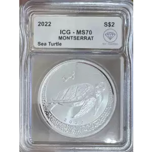 2022 Silver Montserrat Sea Turtle ICG MS70 IDC Verified