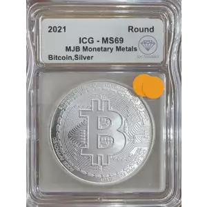2021 MJB Monetary Metals Bitcoin Silver Round ICG MS70 IDC Verified