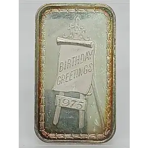 1975 Birthday Greetings 1 oz Silver Bar Madison Mint VINTAGE (2)