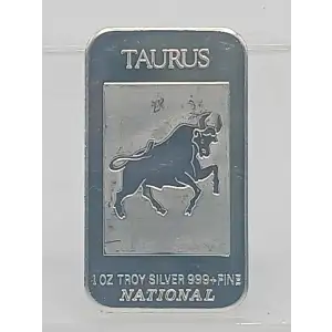 Zodiac Taurus 1 oz Silver Bar Vintage National Mint  (2)
