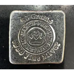 50g Monarch Precious Metals Silver Square Poured Bar  (2)