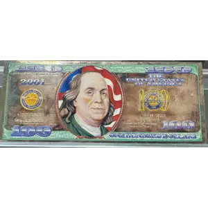 4 oz $100 Colorized Franklin Note Silver Bar (Toned) (2)