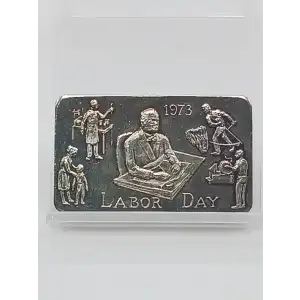 1973 Labor Day 1 oz Silver Bar Grover Cleveland Signed To Law VINTAGE (2)
