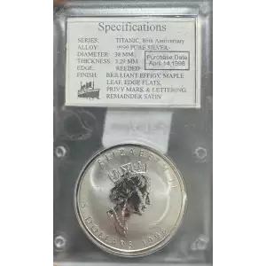 1998 1oz Canadian Silver Maple Leaf Titanic Privy (2)