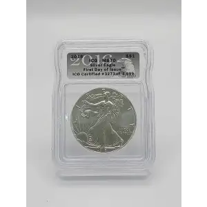 2016 American Silver Eagle ICG MS70 First Day of Issue