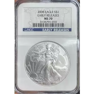 2008 American Silver Eagle NGC MS70 Early Releases (2)