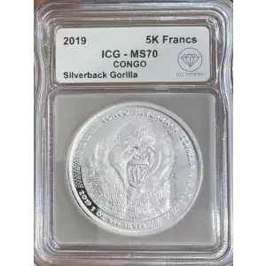 2019 Silver Congo Silverback Gorilla ICG MS70 IDC Verified