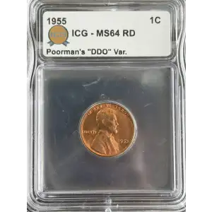 1955 Lincoln Wheat Cent ICG MS64 Red Die Poorman DDO (3)
