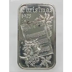 1973 Christmas Joy To The World 1 oz Silver Bar Madison Mint VINTAGE #5 (3)